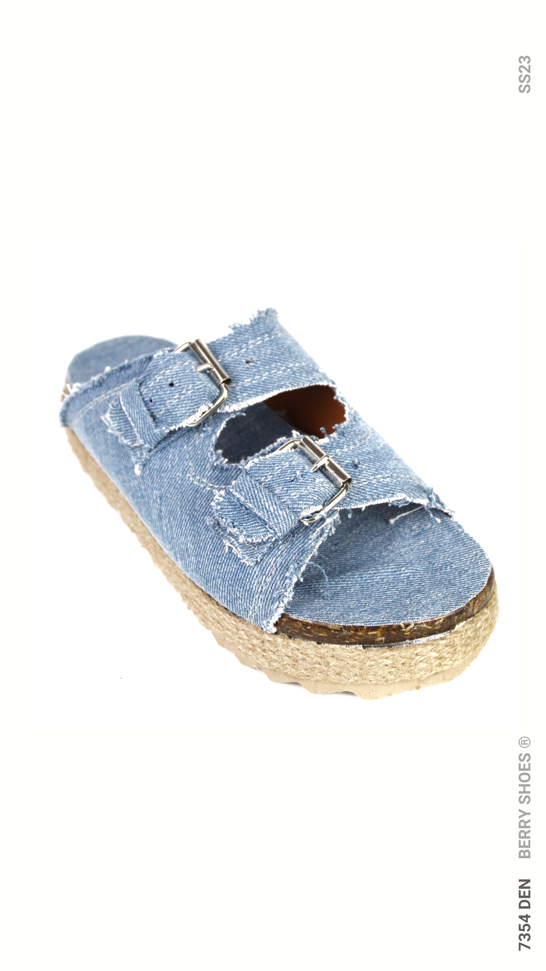 SANDALIA PLANA DOBLE HEBILLA DENIM