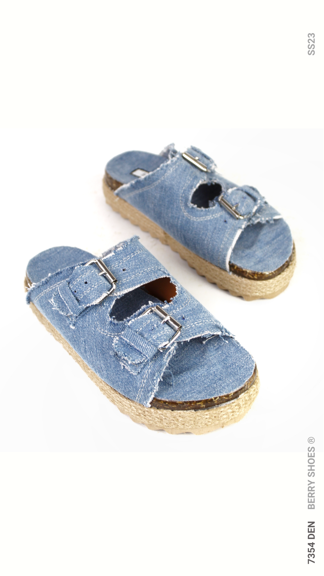 SANDALIA PLANA DOBLE HEBILLA DENIM