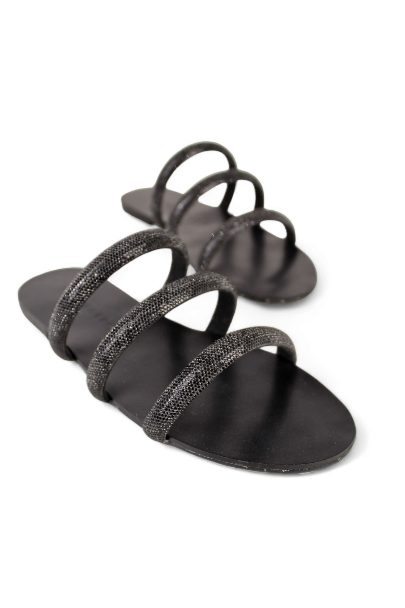 SANDALIA TRIPLE TIRA BRILLOS