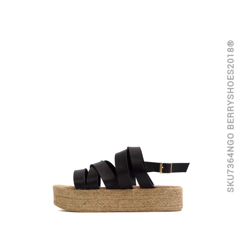 Sandalia tiras cruzada yute - Berry shoes México - Plataforma - 7364NGO