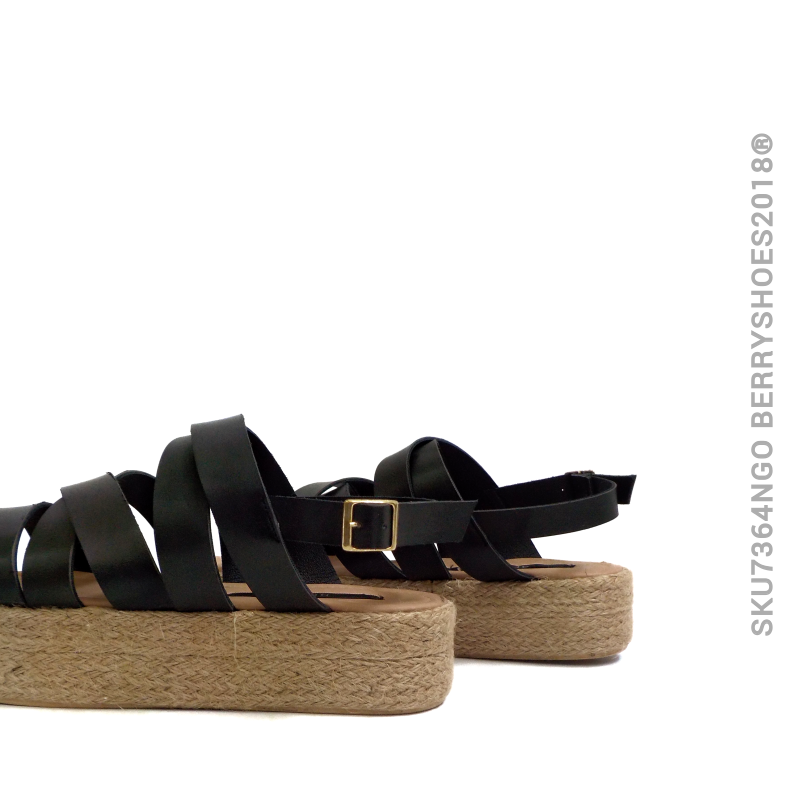 Sandalia tiras cruzada yute - Berry shoes México - Plataforma - 7364NGO
