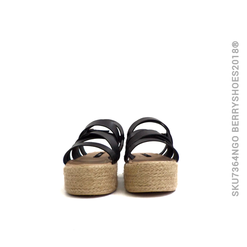 Sandalia tiras cruzada yute - Berry shoes México - Plataforma - 7364NGO