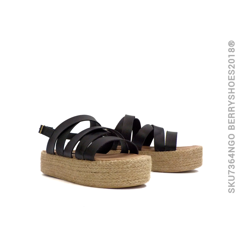 Sandalia tiras cruzada yute - Berry shoes México - Plataforma - 7364NGO