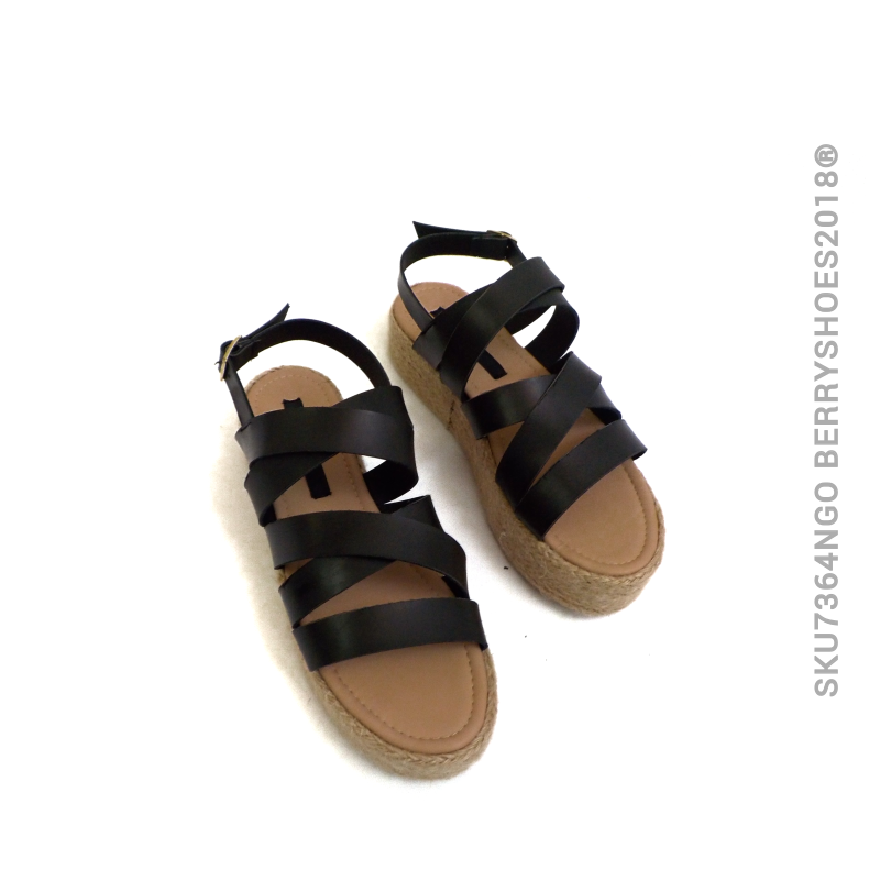 Sandalia tiras cruzada yute - Berry shoes México - Plataforma - 7364NGO