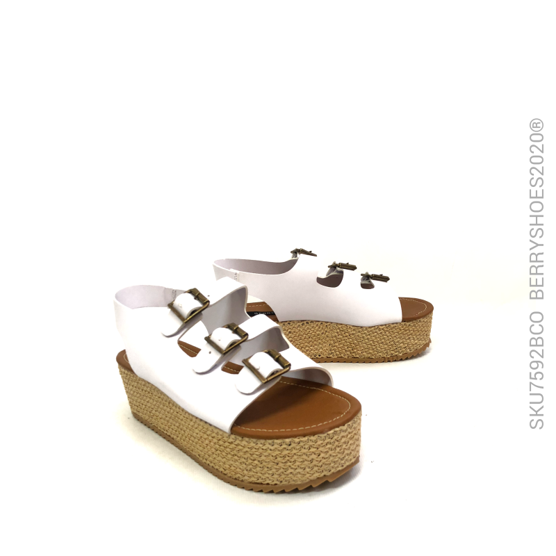 Plataforma triple hebilla - Berry shoes México - Plataforma - 7592BCO