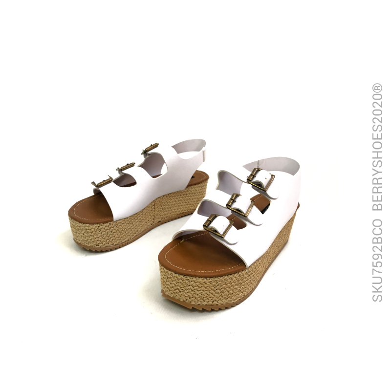 Plataforma triple hebilla - Berry shoes México - Plataforma - 7592BCO