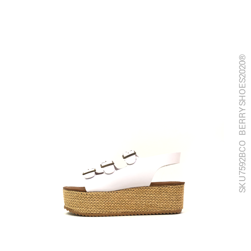 Plataforma triple hebilla - Berry shoes México - Plataforma - 7592BCO